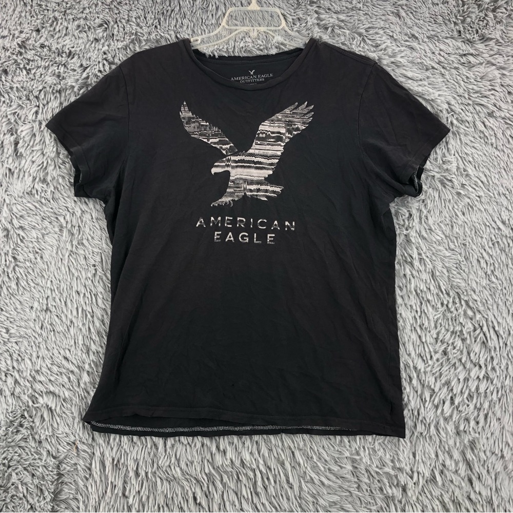 American Eagle Outfitters Tshirt Mens Large Logo Spellout Black Shirt